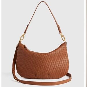 Quince Italian Leather Convertible Crescent Handwoven Shoulder Bag